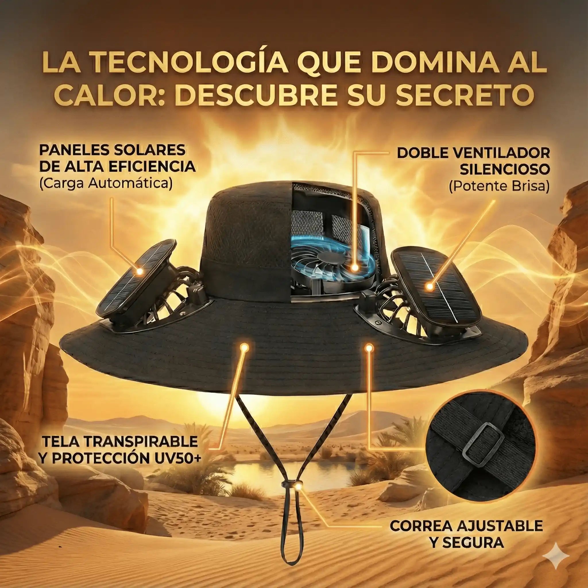 Sombrero premium con ventilador